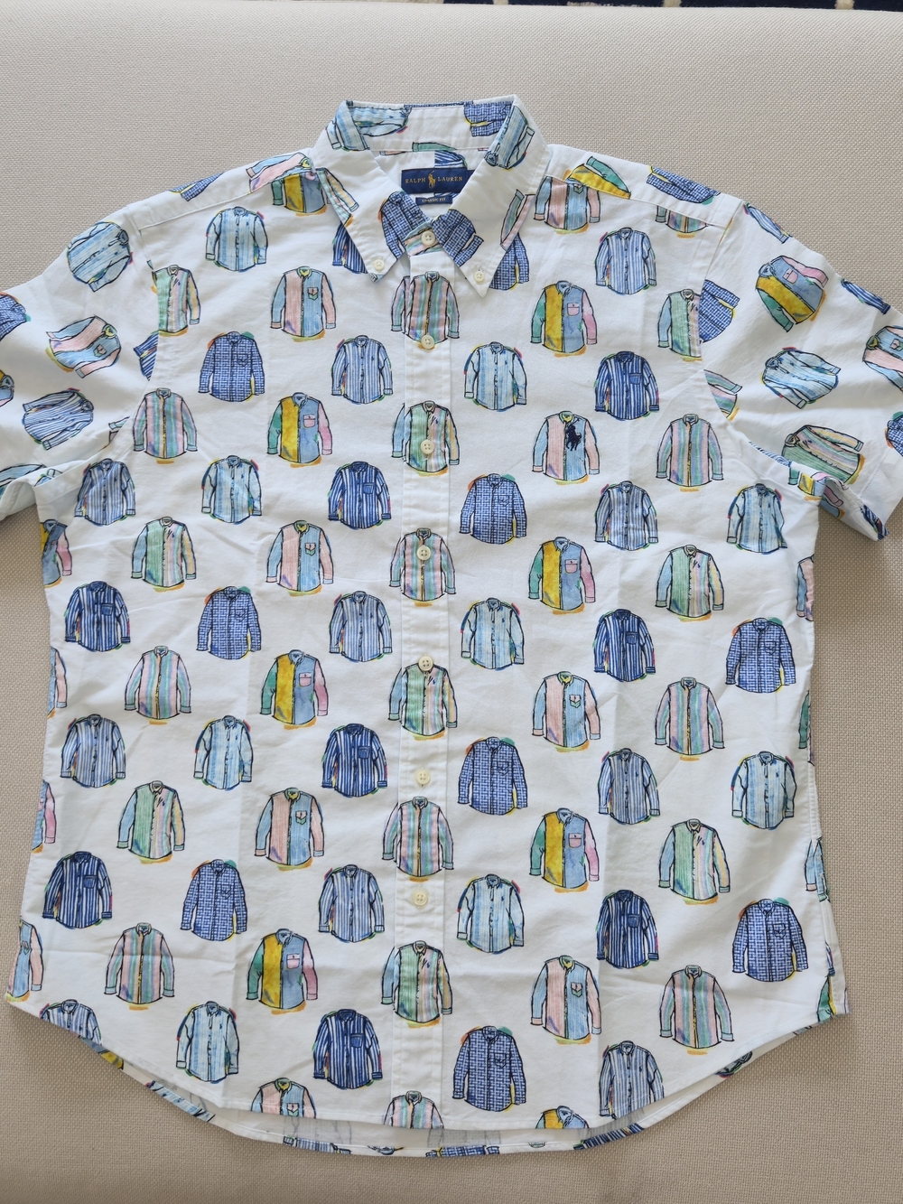 Ralph Lauren Polo Classic Fit Button Down Short Sleeve Shirt LARGE Preppy